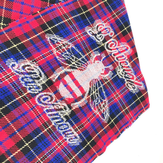 GUCCI Scarf wool Red Check BEE Bee Women Used Authentic