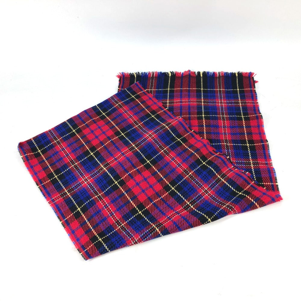 GUCCI Scarf wool Red Check BEE Bee Women Used Authentic