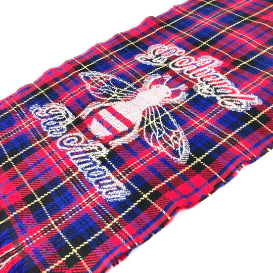GUCCI Scarf wool Red Check BEE Bee Women Used Authentic
