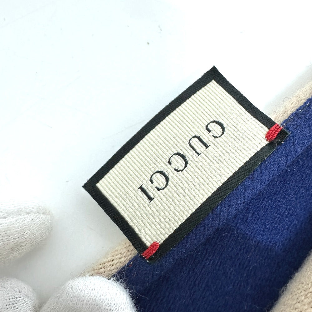 GUCCI Scarf 525559 wool blue logo Women Used Authentic