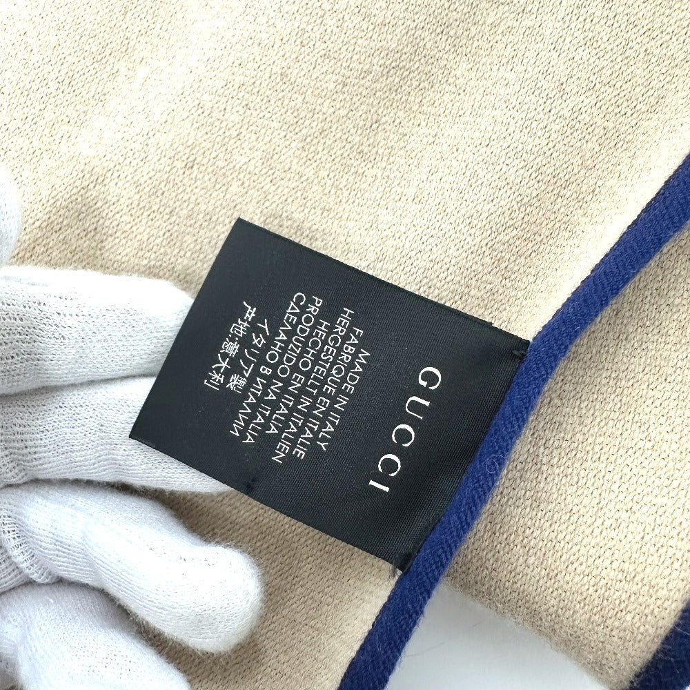 GUCCI Scarf 525559 wool blue logo Women Used Authentic
