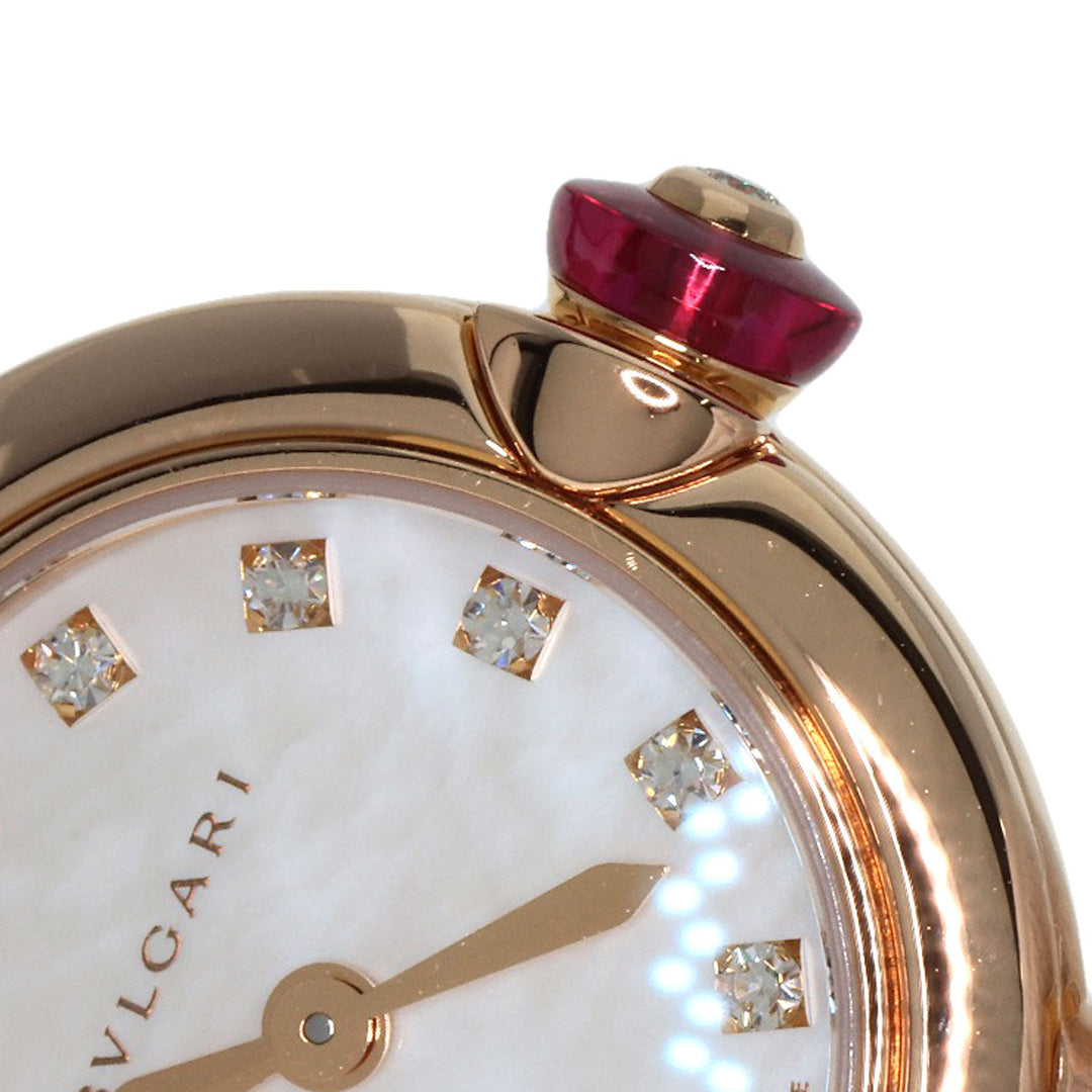 BVLGARI Watches Quartz LUP23G K18PG, leather gold Lvcea Diamond White shell dial Women Used Authentic
