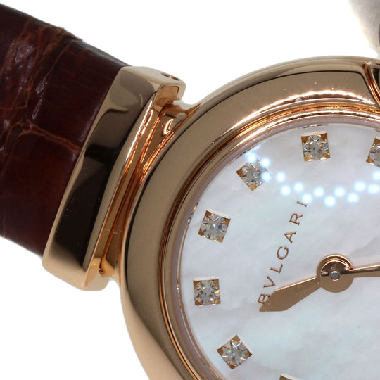 BVLGARI Watches Quartz LUP23G K18PG, leather gold Lvcea Diamond White shell dial Women Used Authentic