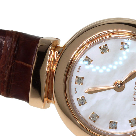 BVLGARI Watches Quartz LUP23G K18PG, leather gold Lvcea Diamond White shell dial Women Used Authentic