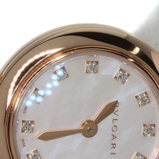 BVLGARI Watches Quartz LUP23G K18PG, leather gold Lvcea Diamond White shell dial Women Used Authentic