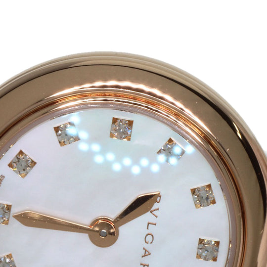 BVLGARI Watches Quartz LUP23G K18PG, leather gold Lvcea Diamond White shell dial Women Used Authentic
