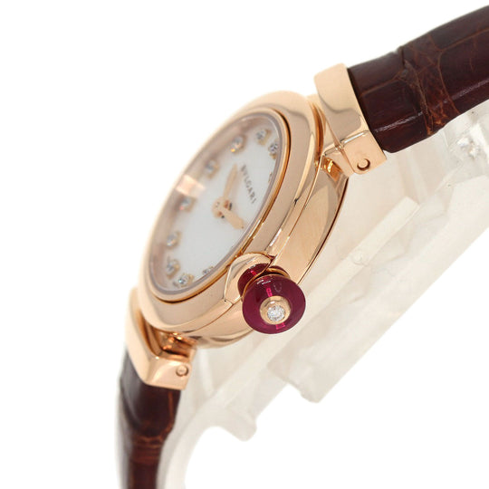 BVLGARI Watches Quartz LUP23G K18PG, leather gold Lvcea Diamond White shell dial Women Used Authentic