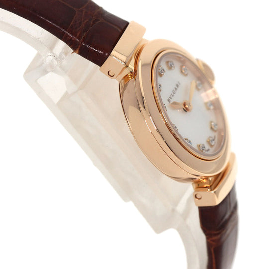 BVLGARI Watches Quartz LUP23G K18PG, leather gold Lvcea Diamond White shell dial Women Used Authentic