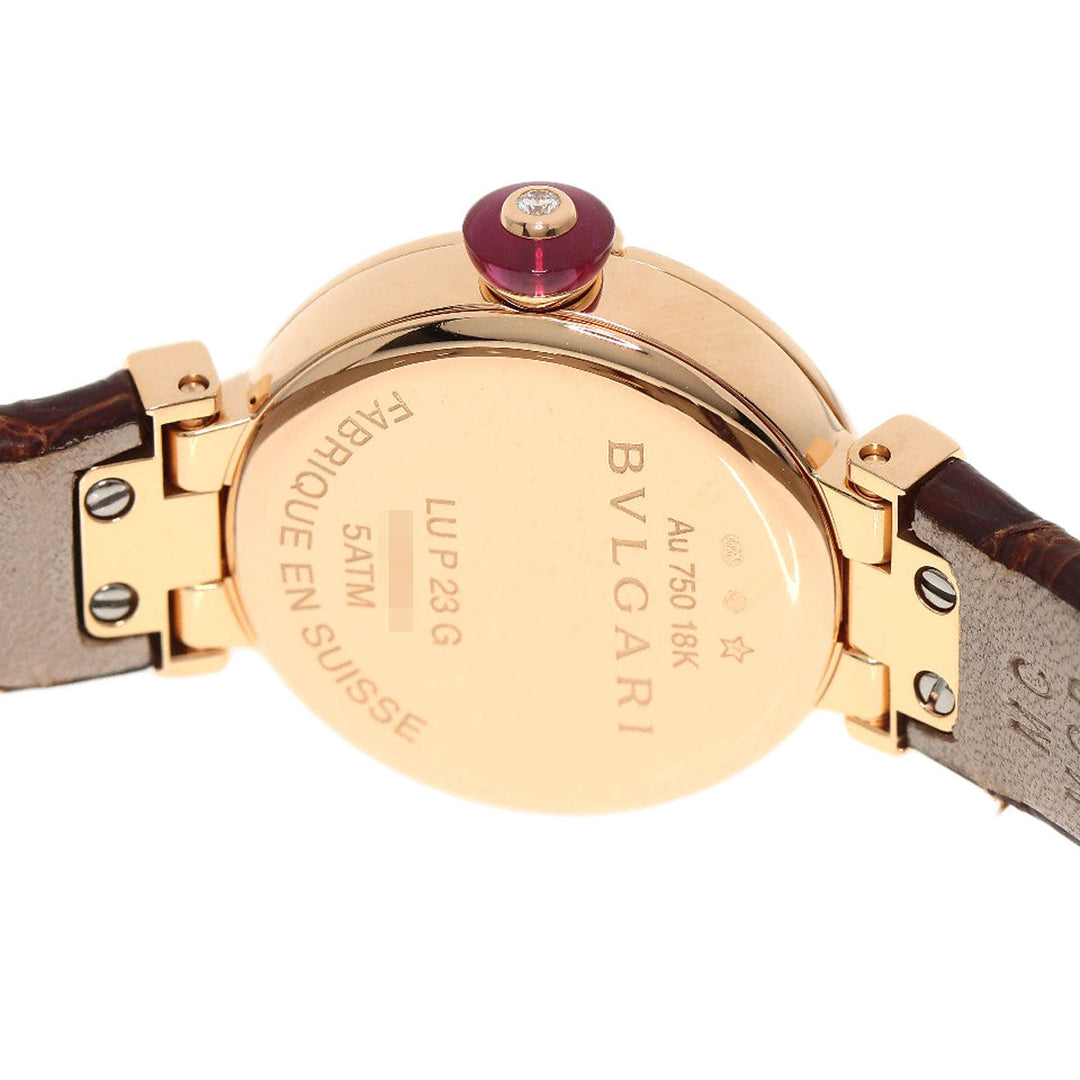 BVLGARI Watches Quartz LUP23G K18PG, leather gold Lvcea Diamond White shell dial Women Used Authentic