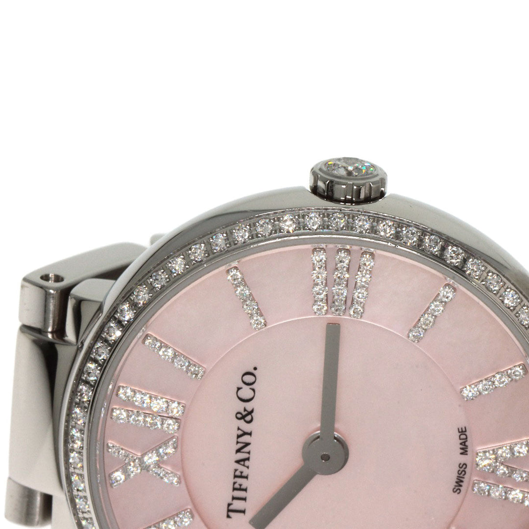 TIFFANY&Co. Watches Quartz Stainless Steel , Stainless Steel Silver Atlas 2 Hand Diamond Pink shell dial Women Used Authentic