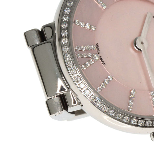 TIFFANY&Co. Watches Quartz Stainless Steel , Stainless Steel Silver Atlas 2 Hand Diamond Pink shell dial Women Used Authentic