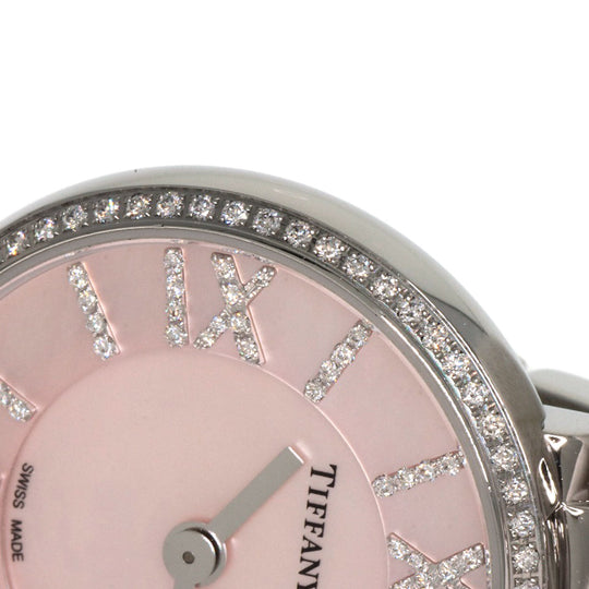 TIFFANY&Co. Watches Quartz Stainless Steel , Stainless Steel Silver Atlas 2 Hand Diamond Pink shell dial Women Used Authentic