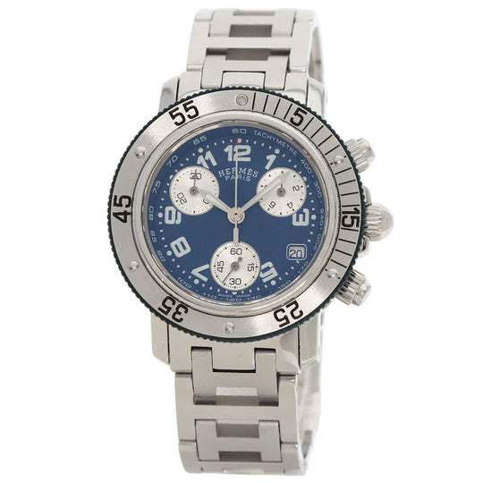 HERMES Watches Quartz CL2.317 Stainless Steel , Stainless Steel Silver Clipper diver blue dial Boys Used Authentic