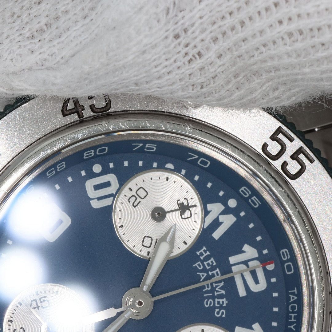 HERMES Watches Quartz CL2.317 Stainless Steel , Stainless Steel Silver Clipper diver blue dial Boys Used Authentic