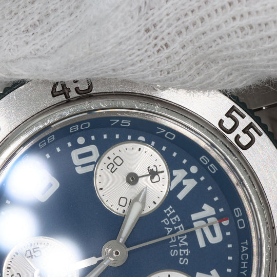 HERMES Watches Quartz CL2.317 Stainless Steel , Stainless Steel Silver Clipper diver blue dial Boys Used Authentic