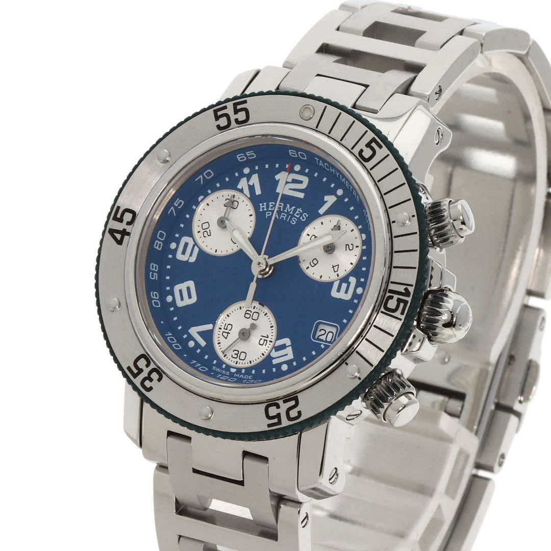 HERMES Watches Quartz CL2.317 Stainless Steel , Stainless Steel Silver Clipper diver blue dial Boys Used Authentic