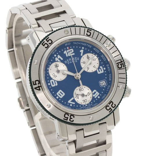 HERMES Watches Quartz CL2.317 Stainless Steel , Stainless Steel Silver Clipper diver blue dial Boys Used Authentic