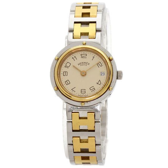 HERMES Watches Quartz CL4.220 Stainless Steel gold Clipper Old Belt Ivory dial