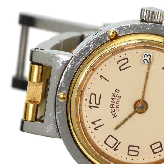 HERMES Watches Quartz CL4.220 Stainless Steel gold Clipper Old Belt Ivory dial