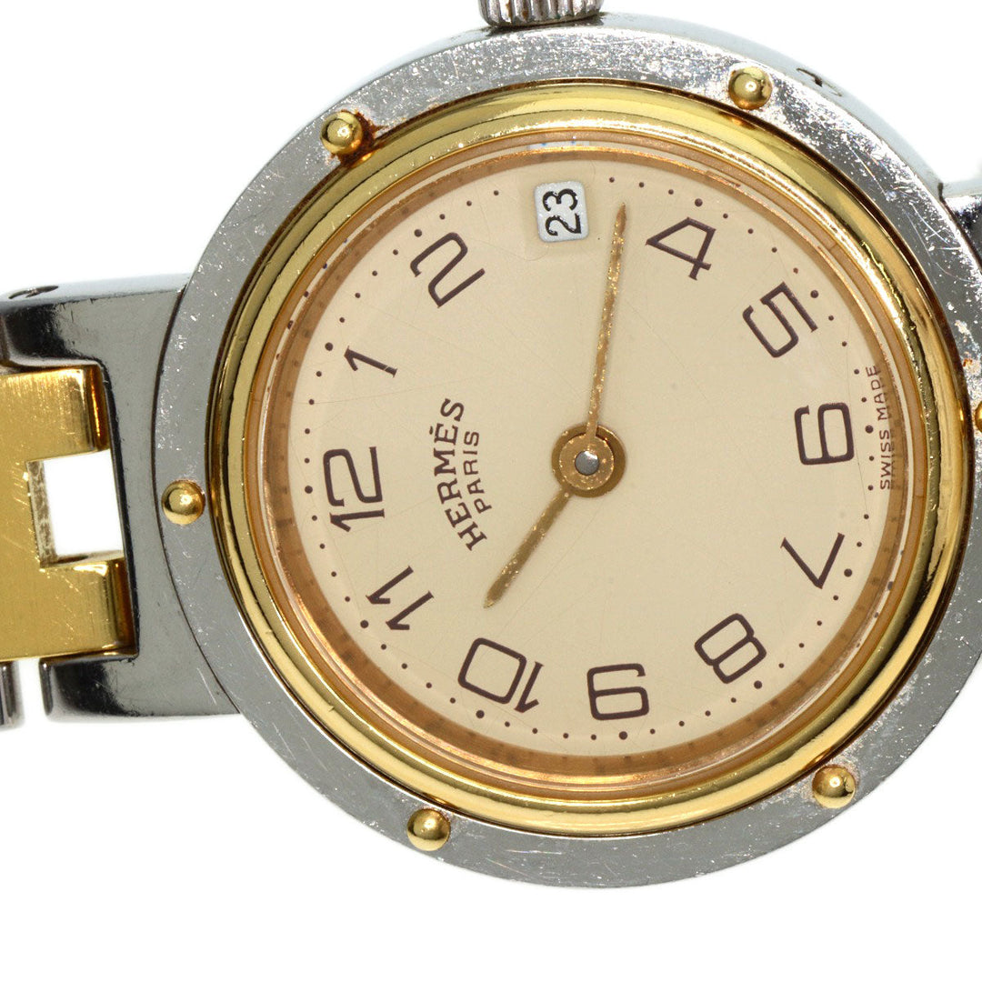 HERMES Watches Quartz CL4.220 Stainless Steel gold Clipper Old Belt Ivory dial