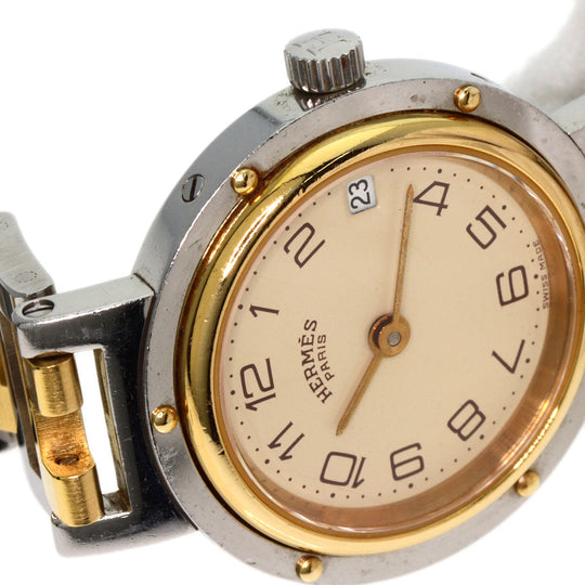 HERMES Watches Quartz CL4.220 Stainless Steel gold Clipper Old Belt Ivory dial