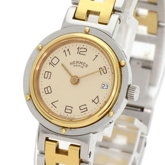 HERMES Watches Quartz CL4.220 Stainless Steel gold Clipper Old Belt Ivory dial