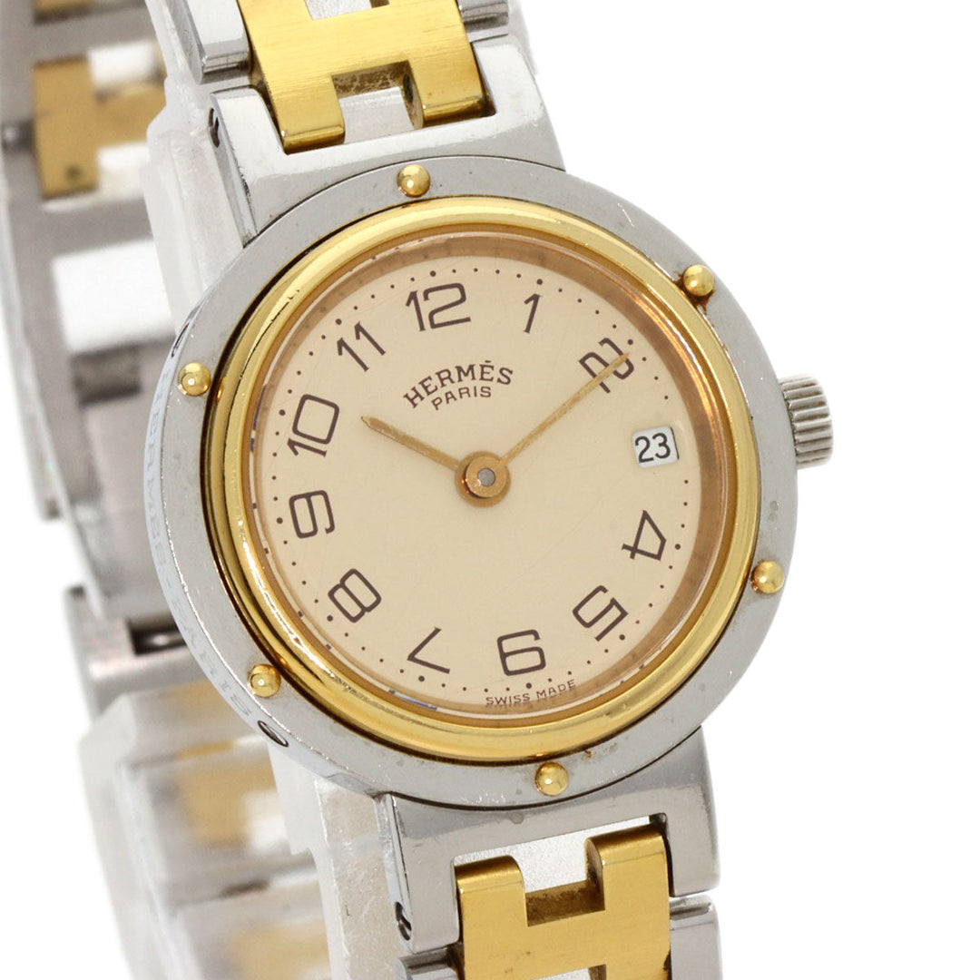 HERMES Watches Quartz CL4.220 Stainless Steel gold Clipper Old Belt Ivory dial