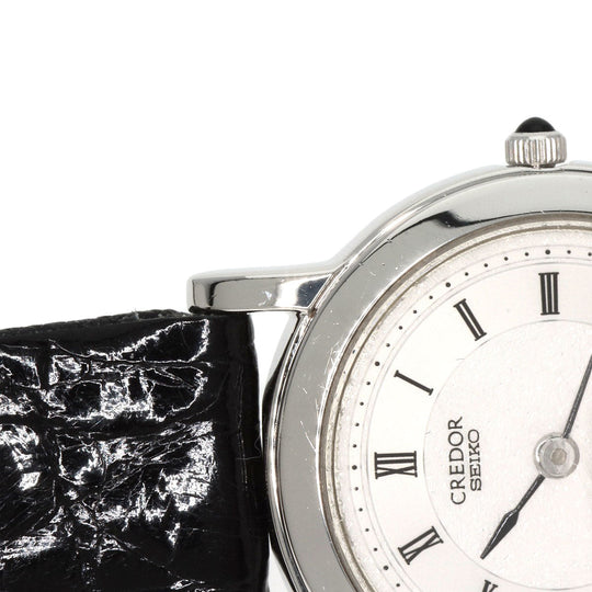 SEIKO Watches Quartz 4J80-0A10 PT950 , leather Silver CREDOR Silver dial Women Used Authentic