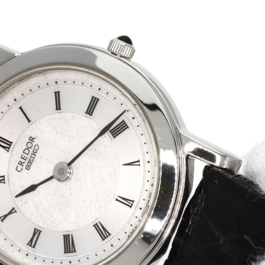 SEIKO Watches Quartz 4J80-0A10 PT950 , leather Silver CREDOR Silver dial Women Used Authentic