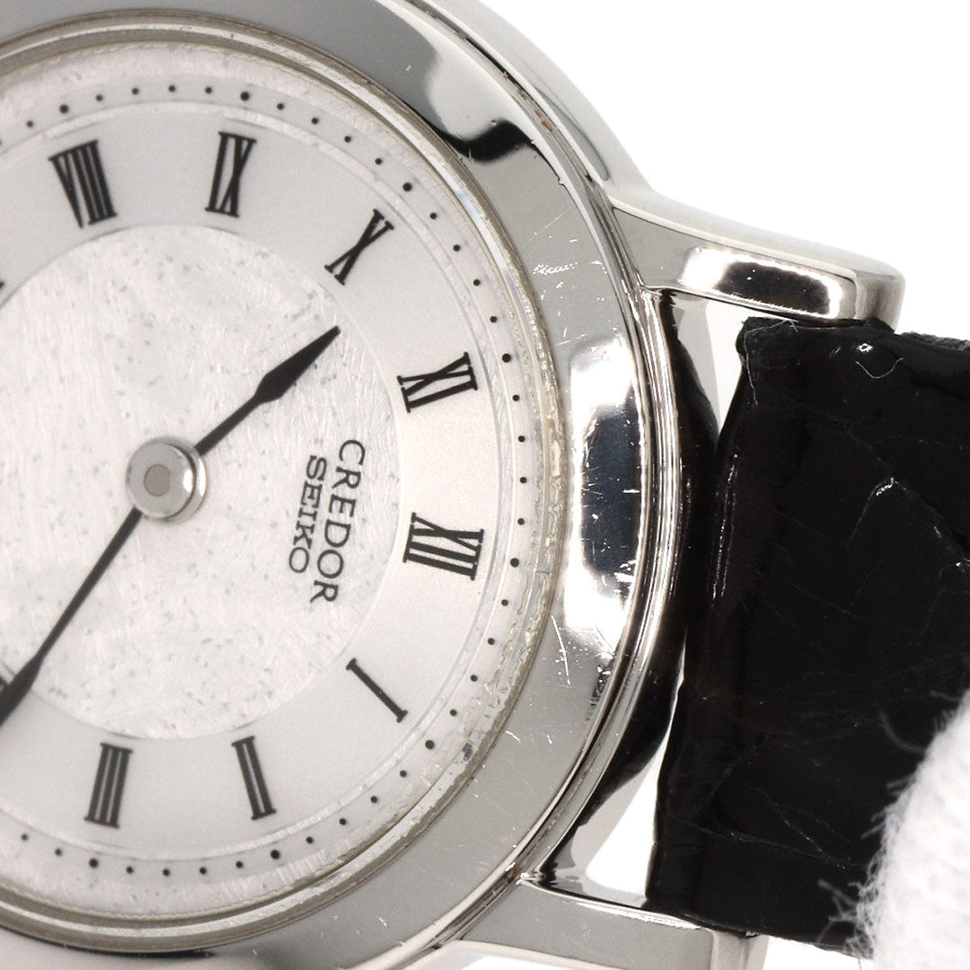 SEIKO Watches Quartz 4J80-0A10 PT950 , leather Silver CREDOR Silver dial Women Used Authentic