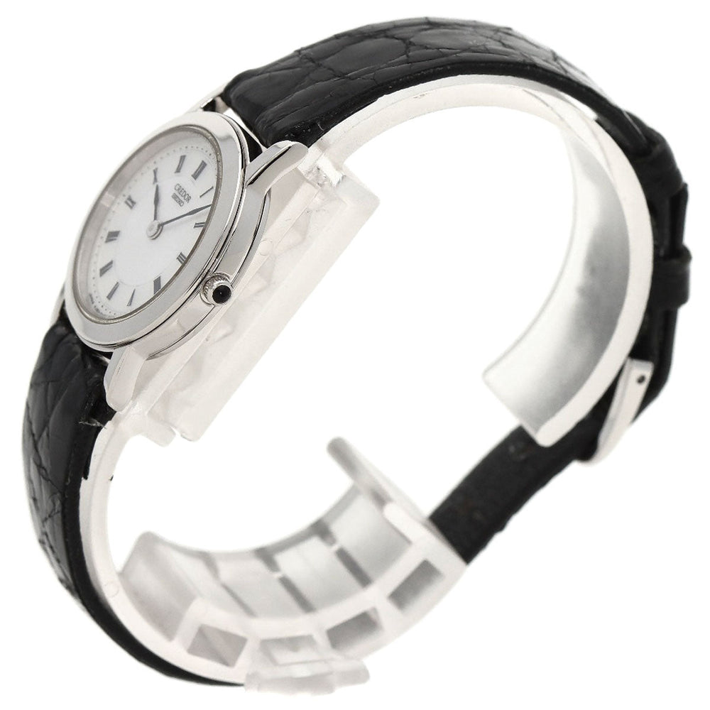 SEIKO Watches Quartz 4J80-0A10 PT950 , leather Silver CREDOR Silver dial Women Used Authentic