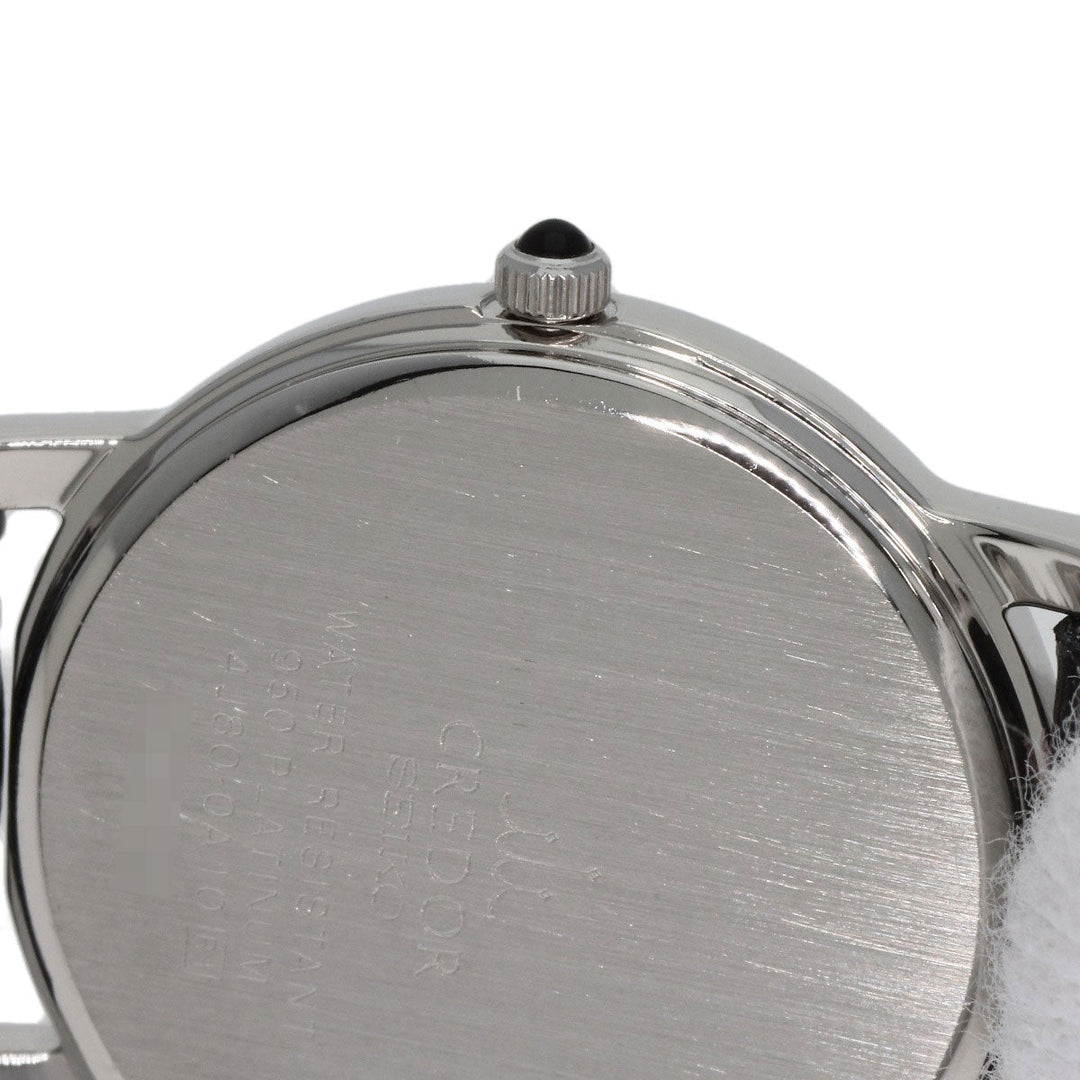 SEIKO Watches Quartz 4J80-0A10 PT950 , leather Silver CREDOR Silver dial Women Used Authentic