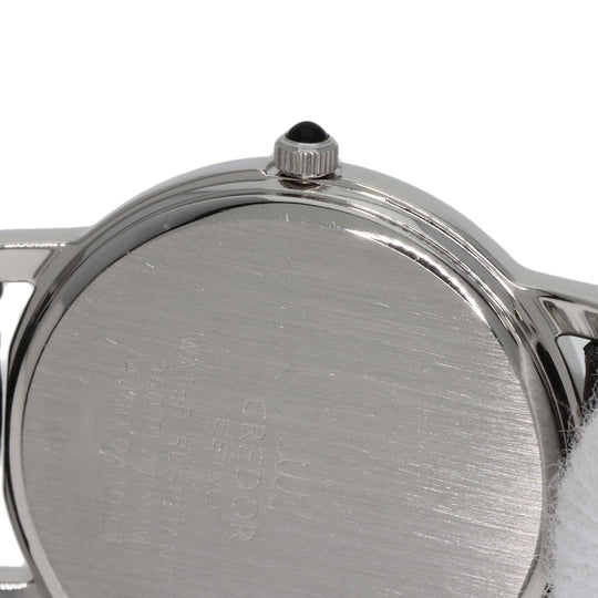 SEIKO Watches Quartz 4J80-0A10 PT950 , leather Silver CREDOR Silver dial Women Used Authentic