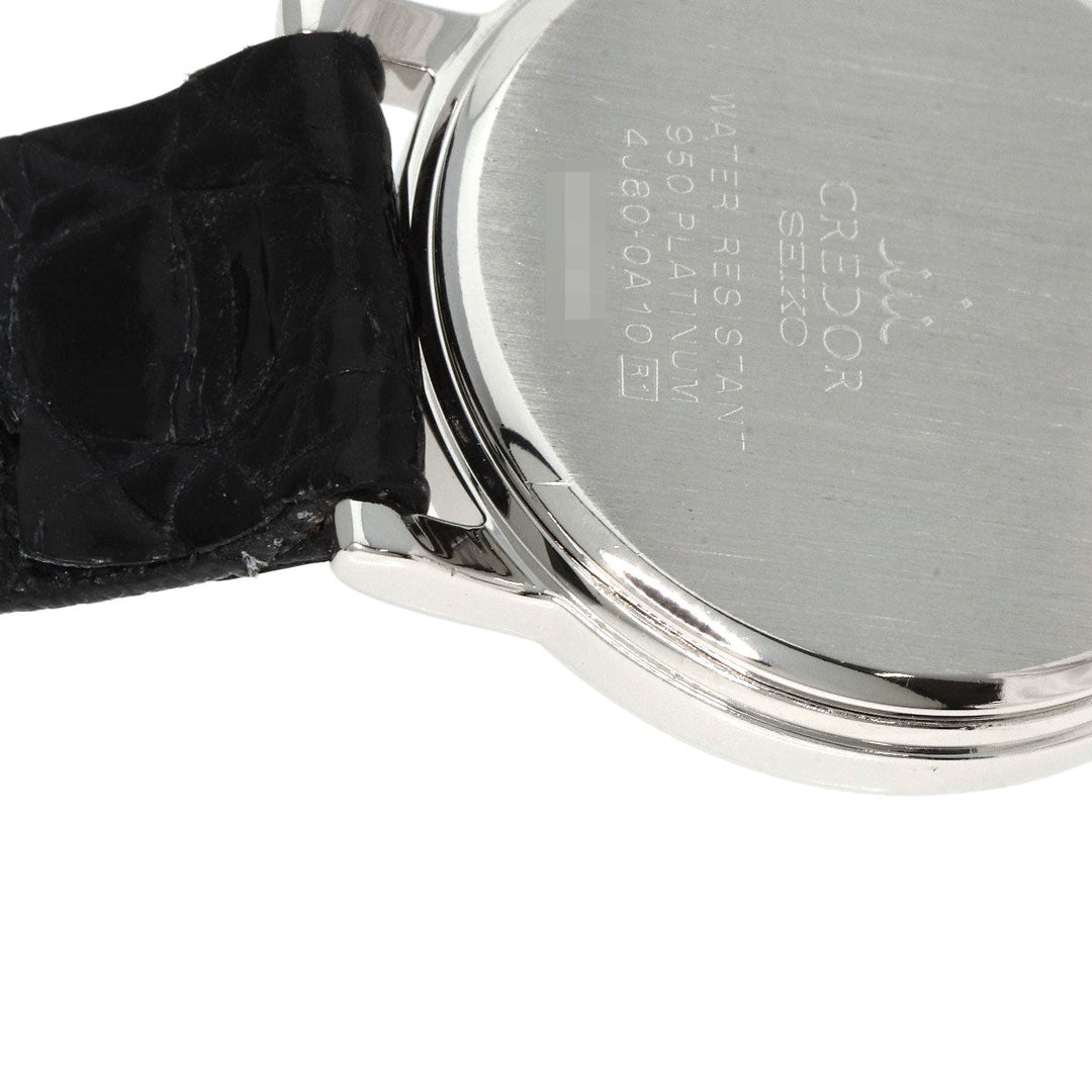 SEIKO Watches Quartz 4J80-0A10 PT950 , leather Silver CREDOR Silver dial Women Used Authentic