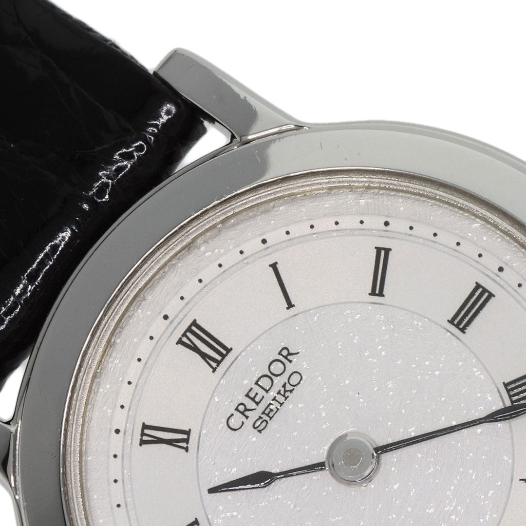 SEIKO Watches Quartz 4J80-0A10 PT950 , leather Silver CREDOR Silver dial Women Used Authentic