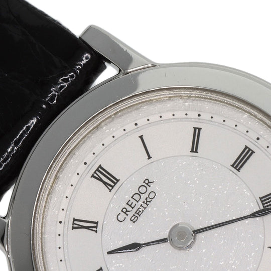 SEIKO Watches Quartz 4J80-0A10 PT950 , leather Silver CREDOR Silver dial Women Used Authentic