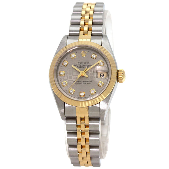 ROLEX Watches Mechanical Automatic 69173G Stainless Steel , SSxK18YG gold Datejust 10P Diamond Grey CP Gray CP dial Women Used Authentic