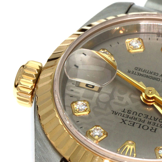 ROLEX Watches Mechanical Automatic 69173G Stainless Steel , SSxK18YG gold Datejust 10P Diamond Grey CP Gray CP dial Women Used Authentic