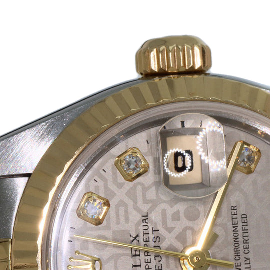 ROLEX Watches Mechanical Automatic 69173G Stainless Steel , SSxK18YG gold Datejust 10P Diamond Grey CP Gray CP dial Women Used Authentic