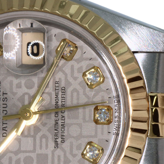 ROLEX Watches Mechanical Automatic 69173G Stainless Steel , SSxK18YG gold Datejust 10P Diamond Grey CP Gray CP dial Women Used Authentic