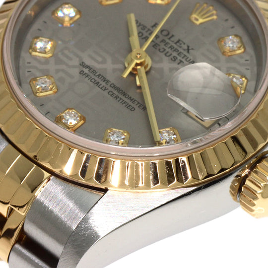ROLEX Watches Mechanical Automatic 69173G Stainless Steel , SSxK18YG gold Datejust 10P Diamond Grey CP Gray CP dial Women Used Authentic