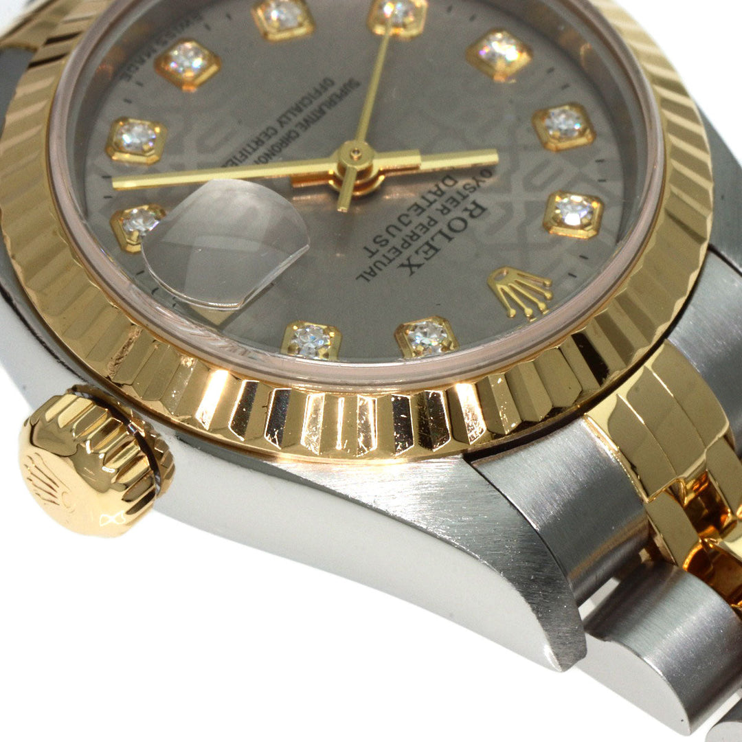 ROLEX Watches Mechanical Automatic 69173G Stainless Steel , SSxK18YG gold Datejust 10P Diamond Grey CP Gray CP dial Women Used Authentic