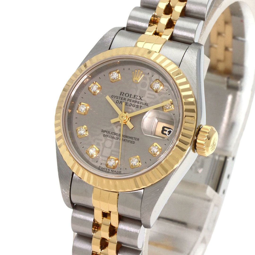 ROLEX Watches Mechanical Automatic 69173G Stainless Steel , SSxK18YG gold Datejust 10P Diamond Grey CP Gray CP dial Women Used Authentic