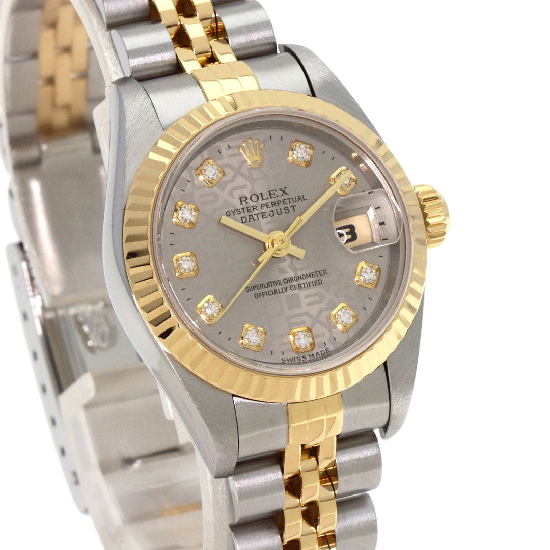 ROLEX Watches Mechanical Automatic 69173G Stainless Steel , SSxK18YG gold Datejust 10P Diamond Grey CP Gray CP dial Women Used Authentic