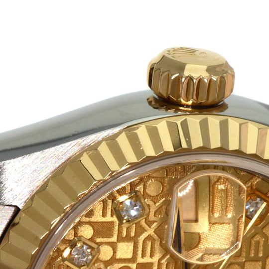 ROLEX Watches Mechanical Automatic 69173G Stainless Steel , SSxK18YG gold Datejust 10P Diamond Champagne gold CP dial Women Used Authentic