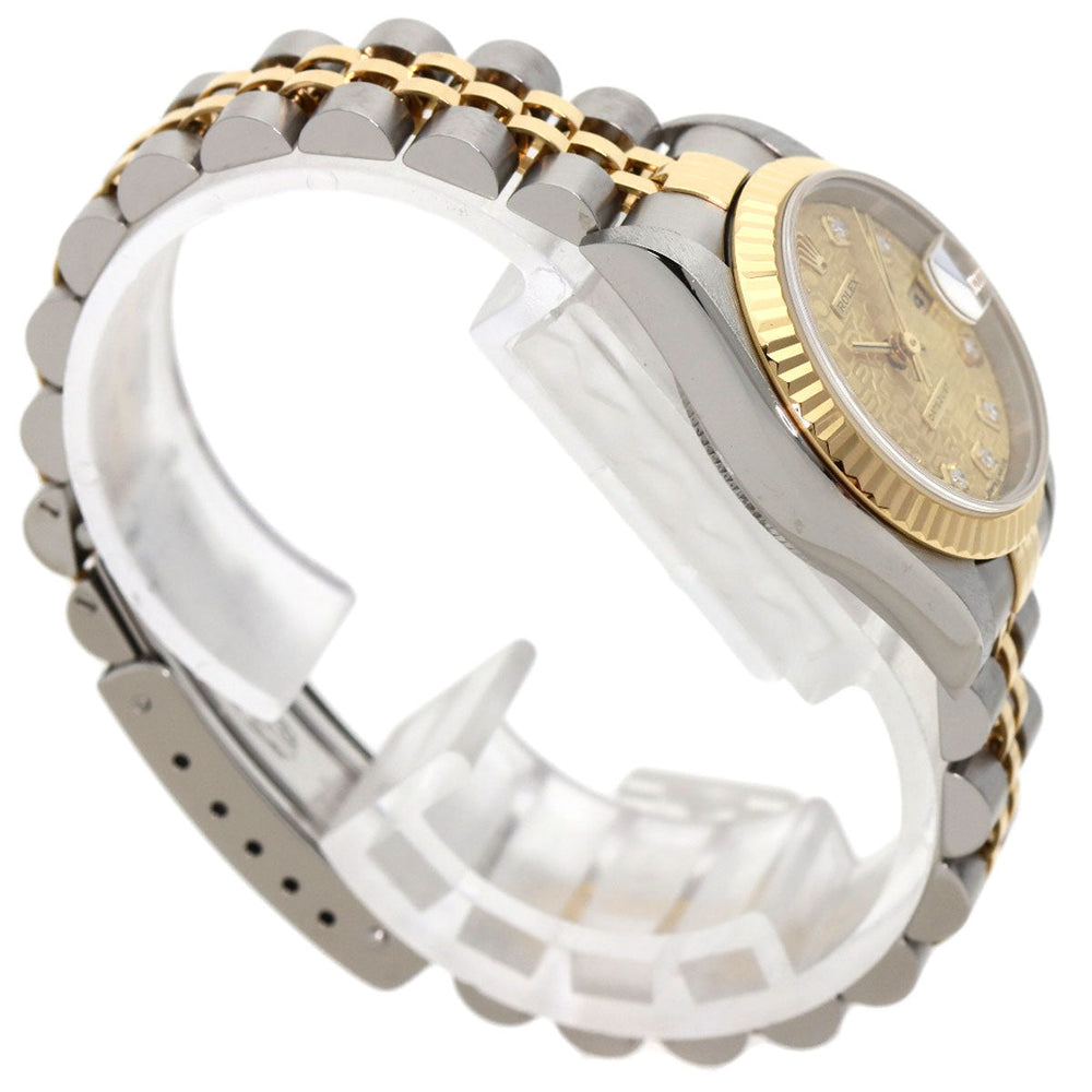 ROLEX Watches Mechanical Automatic 69173G Stainless Steel , SSxK18YG gold Datejust 10P Diamond Champagne gold CP dial Women Used Authentic