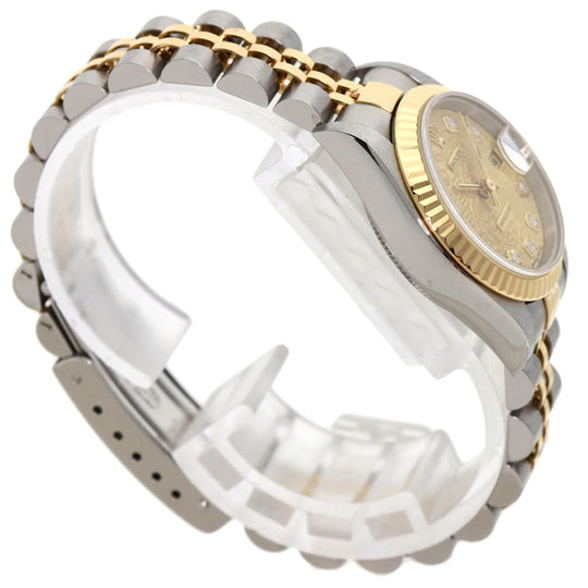ROLEX Watches Mechanical Automatic 69173G Stainless Steel , SSxK18YG gold Datejust 10P Diamond Champagne gold CP dial Women Used Authentic
