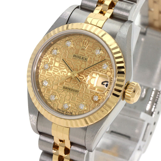 ROLEX Watches Mechanical Automatic 69173G Stainless Steel , SSxK18YG gold Datejust 10P Diamond Champagne gold CP dial Women Used Authentic