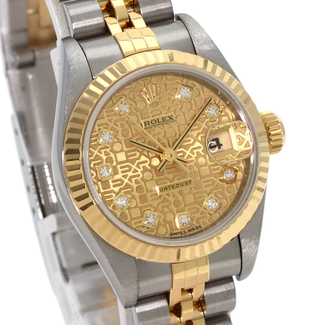 ROLEX Watches Mechanical Automatic 69173G Stainless Steel , SSxK18YG gold Datejust 10P Diamond Champagne gold CP dial Women Used Authentic