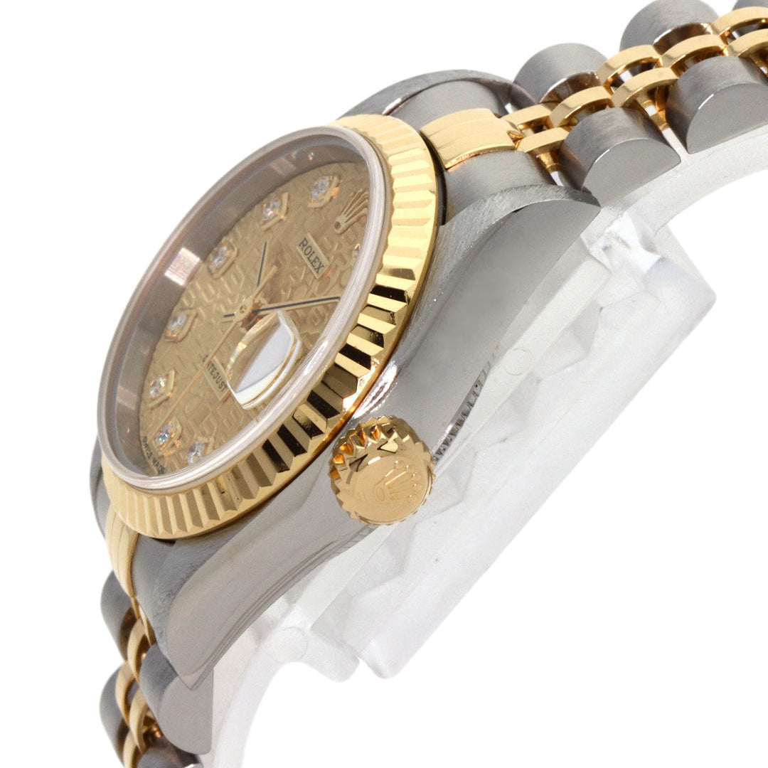 ROLEX Watches Mechanical Automatic 69173G Stainless Steel , SSxK18YG gold Datejust 10P Diamond Champagne gold CP dial Women Used Authentic
